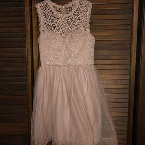 Blush-colored formal dress